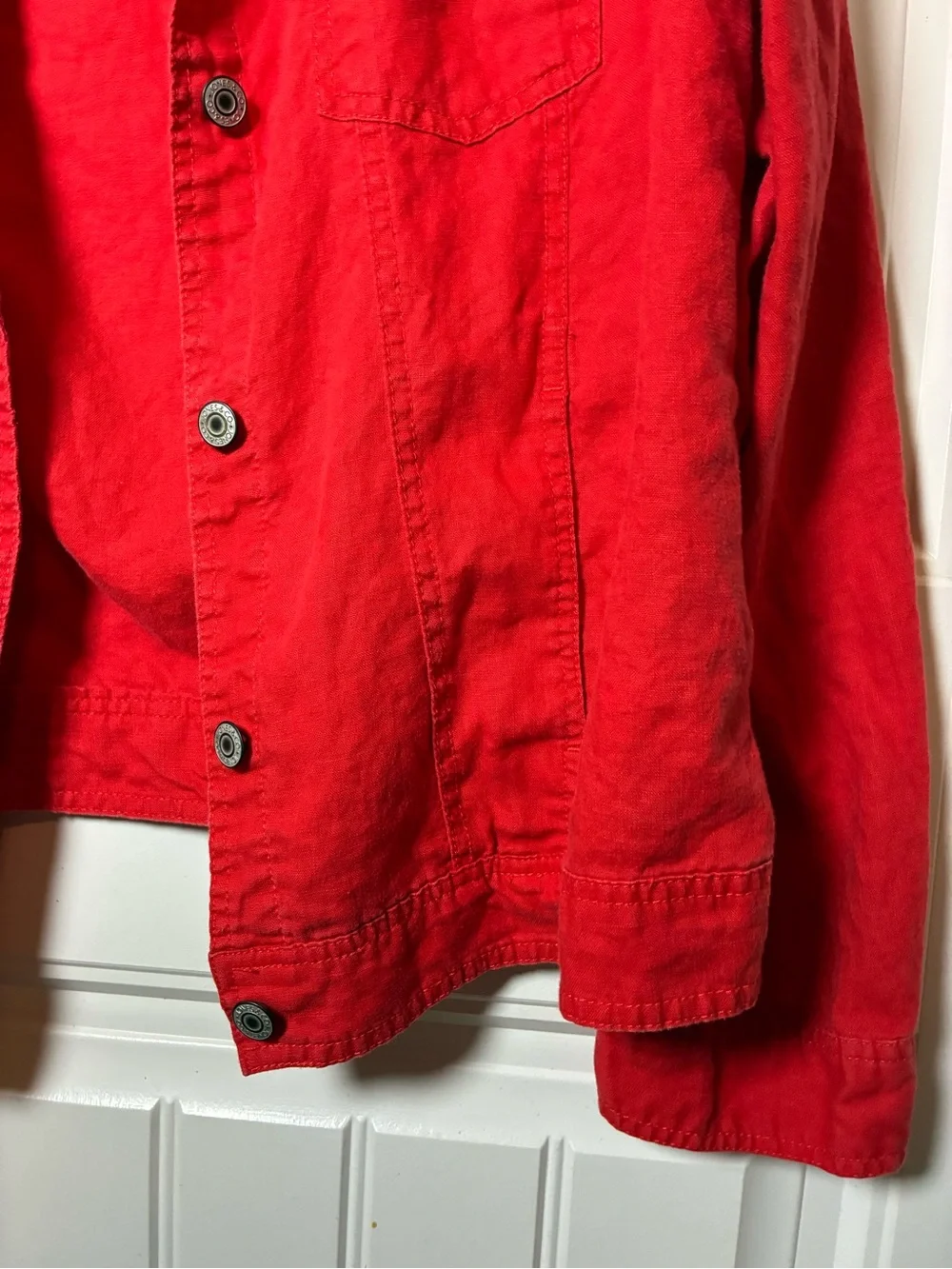 Jones New York Red Denim Jacket with Button Front